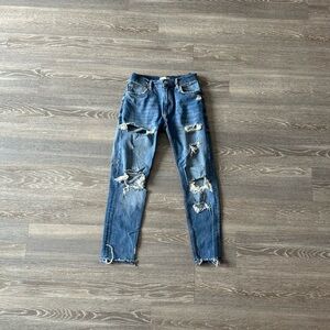 Zara Ripped Blue Skinny Jeans